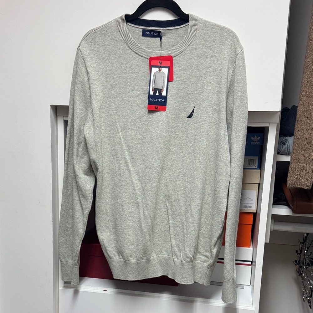 Nautica Men's Light Gray Crewneck Sweater